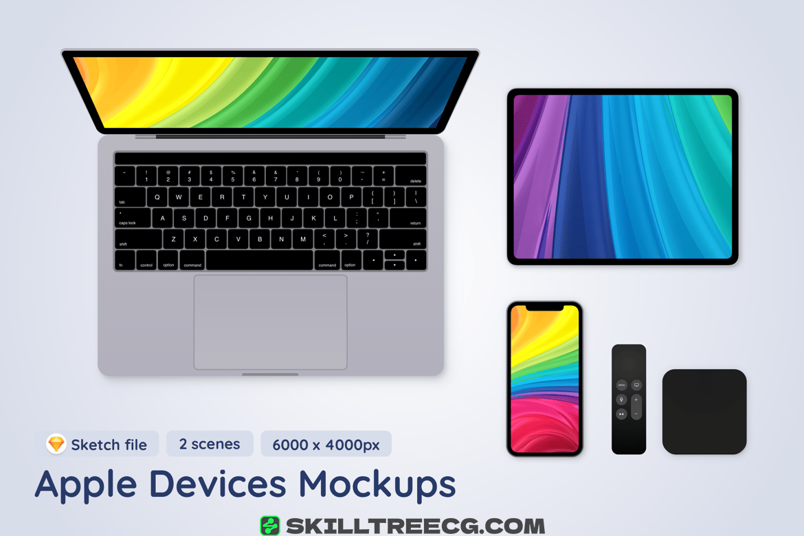 Apple Mobile Devices top view - 2 Sketch Mockups（036605）-技能树